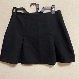 High-Waisted Plain Pleated Mini Skirt